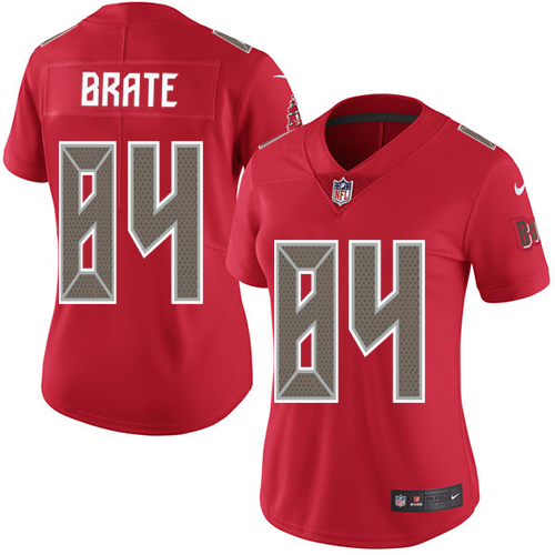 Nike Buccaneers #84 Cameron Brate Red Women's Stitched NFL Limited Rush Jersey - Click Image to Close